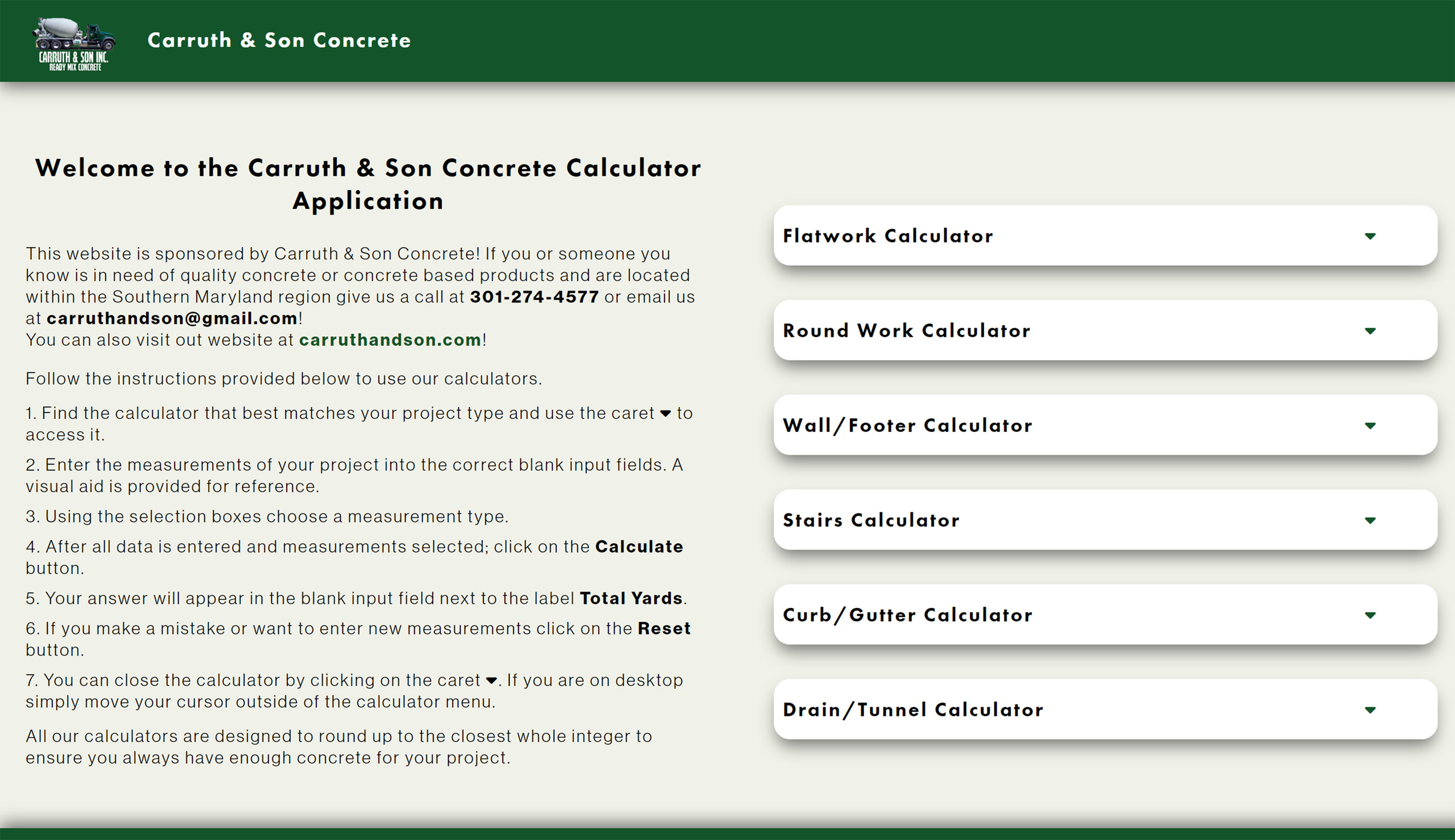 background image of project five - concrete calculator applications
